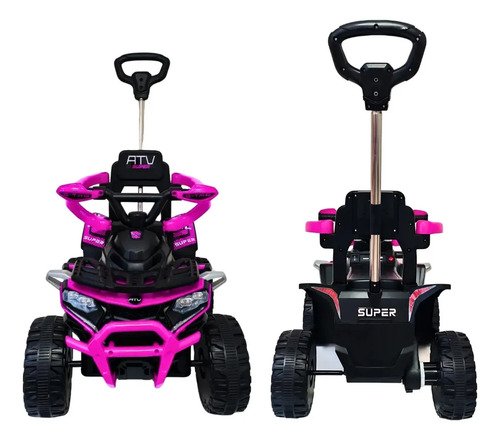 Quadriciclo Passeio Elétrico Infantil Haste Direcionável 6v Rosa