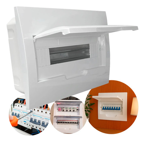 Quadro distribuicao 12 polos din embutir trilho din pvc