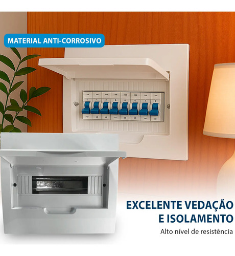 Quadro Distribuicao 12 Polos Din Embutir Trilho Din Pvc