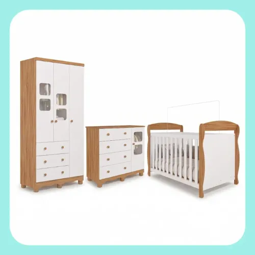 Quarto Bebê Berço Americano Marquesa Guarda Roupa Cômoda Uli