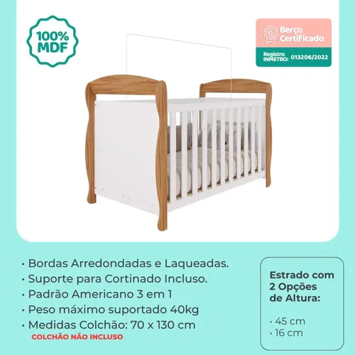 Quarto Bebê Berço Americano Marquesa Guarda Roupa Cômoda Uli