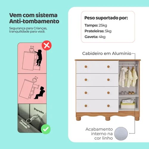 Quarto Bebê Berço Americano Marquesa Guarda Roupa Cômoda Uli