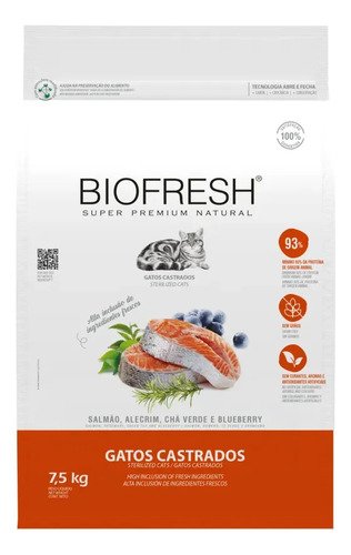 Racao biofresh super premium gato castrado adulto sabor salm