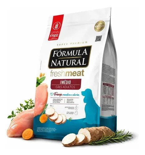 Racao formula natural fresh meat caes racas medias adultos f