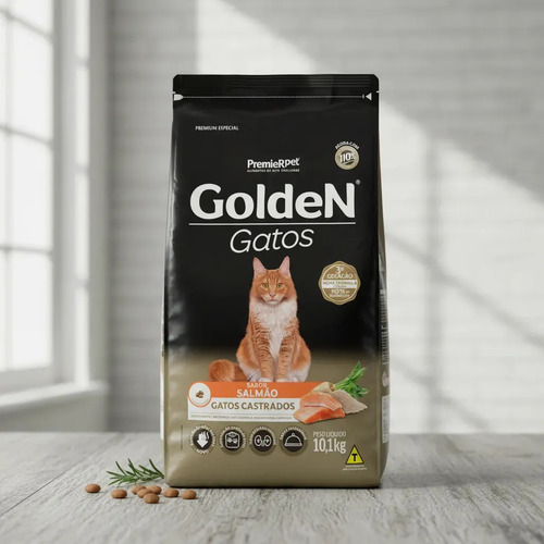 Racao golden gatos adultos castrados salmao 10kg 1