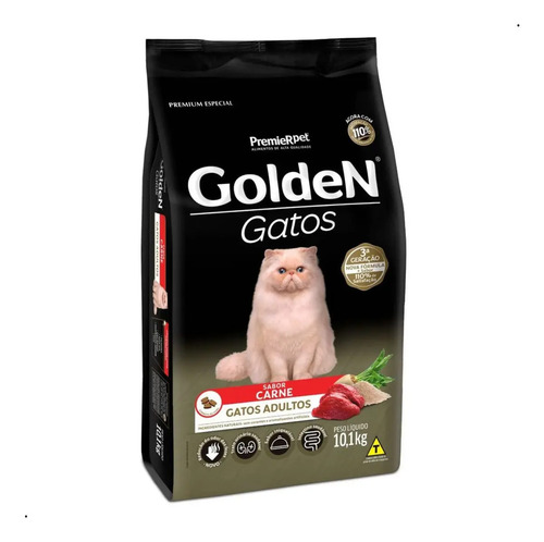 Racao golden gatos adultos sabor carne 101kg