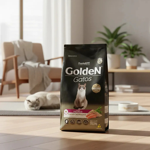 Racao golden gatos castrados sabor frango 10kg