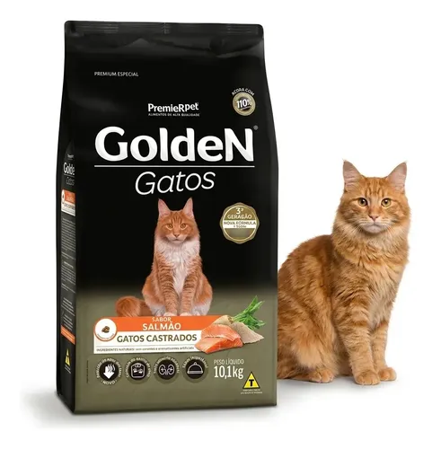 Racao golden gatos castrados salmao 10kg alta aceitacao