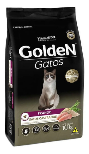 Racao golden para gatos adultos castrados sabor frango 10kg