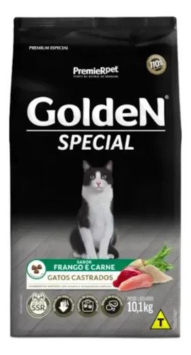Ração Golden Premium Especial Castrado Carne Frango Gato Adulto 10,1kg