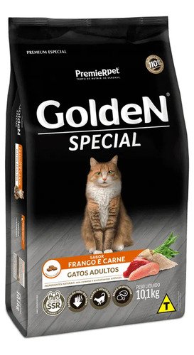 Racao golden special gatos adultos frango e carne 101 kg