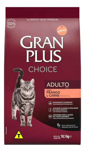 Racao gran plus choice gatos adulto frango e carne 101kg