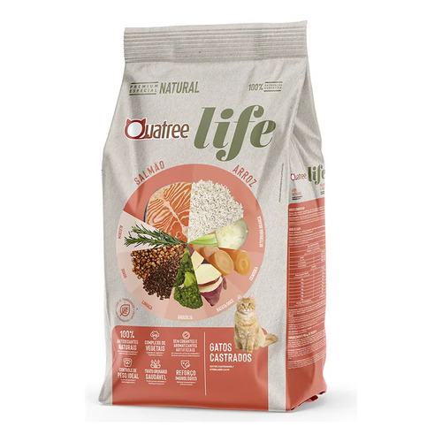 Racao quatree life para gatos castrados salmao e arroz 101 k 1
