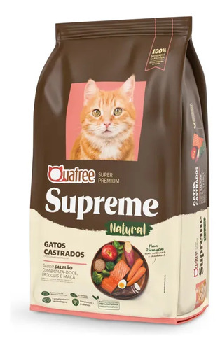 Racao seca quatree supreme gatos adultos castrados salmao ba