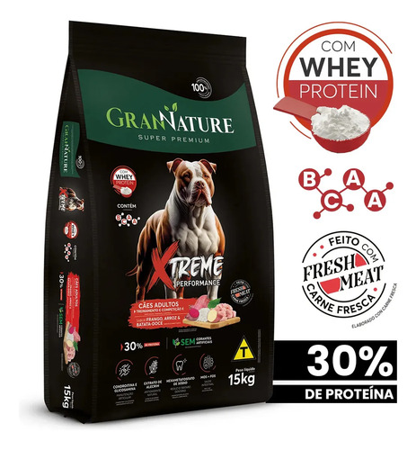 Racao whey protein grannature xtreme alta performance 30 pro