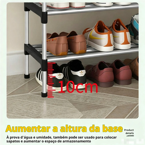 Rack Vertical Sapateira 5 Prateleiras 15 Pares Aço Inox Cor