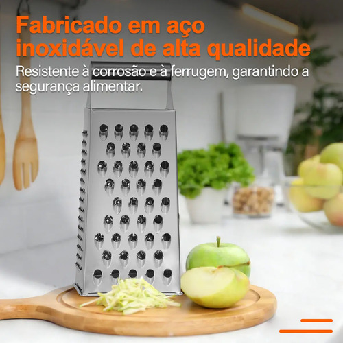 Ralador de 4 Faces em Aço Inoxidável Casa Solaris, para Legumes e Queijos