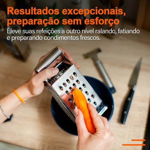 Ralador de 4 Faces em Aço Inoxidável Casa Solaris, para Legumes e Queijos