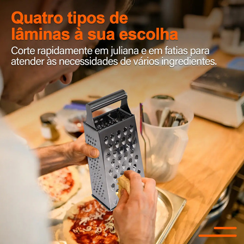 Ralador de 4 Faces em Aço Inoxidável Casa Solaris, para Legumes e Queijos