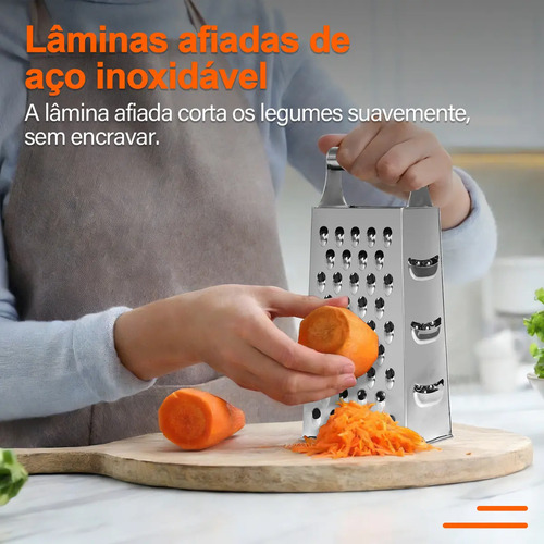 Ralador de 4 Faces em Aço Inoxidável Casa Solaris, para Legumes e Queijos