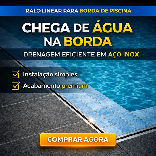 Ralo Oculto Invisivel Para Piscina Borda 1m Linear