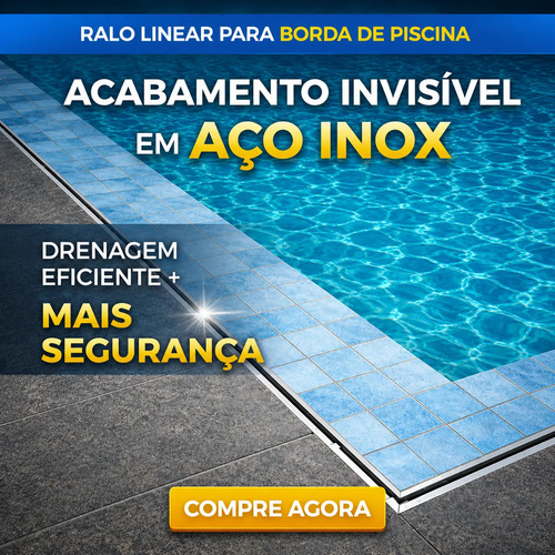 Ralo Oculto Invisivel Para Piscina Borda 1m Linear