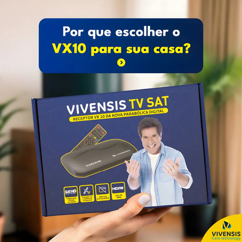 Receptor Vivensis VX10 Nova Parabolica TV Sem Mensalidade antena OI SKY Claro Vivo Cor Preto