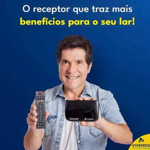 Receptor Vivensis VX10 Nova Parabolica TV Sem Mensalidade antena OI SKY Claro Vivo Cor Preto