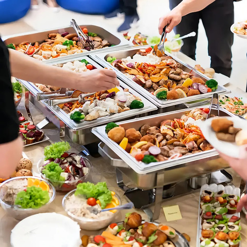 Rechaud Retangular 11 Litros Com 2 Cubas 1/2 Banho Maria Gourmet Self Service Buffet Festa