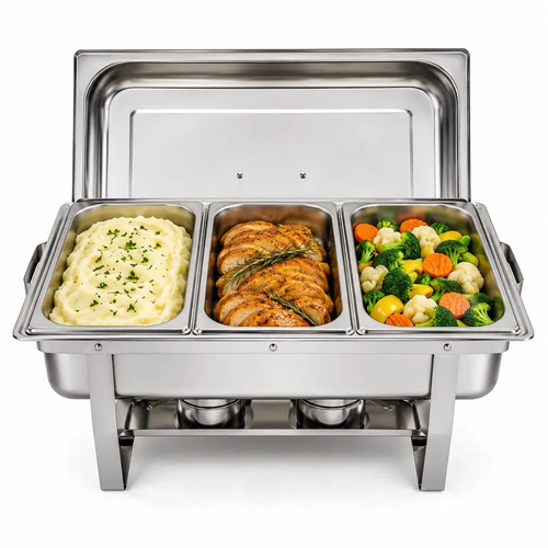 Rechaud retangular 11l com 3 cubas 13 banho maria gourmet pa