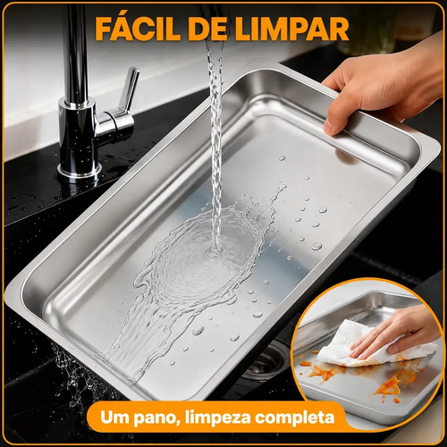 Rechaud Retangular 11l Com 3 Cubas 1/3 Banho Maria Gourmet Panelas Cuba Buffet Marca Usd