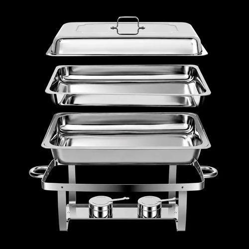 Rechaud Retangular 11l Com 3 Cubas 1/3 Banho Maria Gourmet Panelas Cuba Buffet Marca Usd
