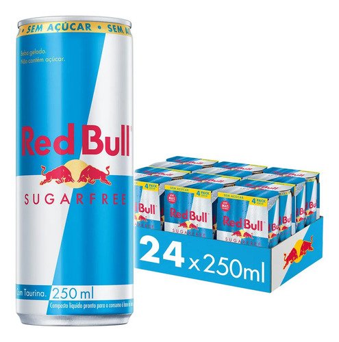 Red bull energetico sugar free sem acucar 250ml 24 latas