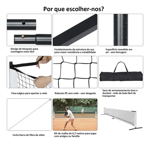 Rede Portátil Com Rodas Profissional De Pickleball + Bolsa
