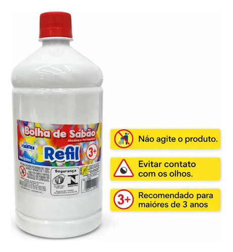 Refil De Bolhas De Sabão Para Diversão Sem Fim De 1 Litro