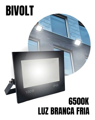 Refletor Led 100w Smd Prova D´água Ip66 Holofote 6500k
