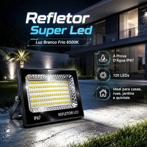 Refletor led 400w branco frio 6500k impermeavel lumi