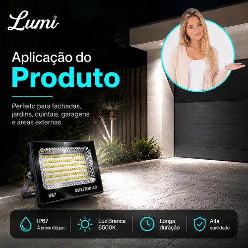 Refletor LED 400W Branco Frio 6500K Impermeável Lumi