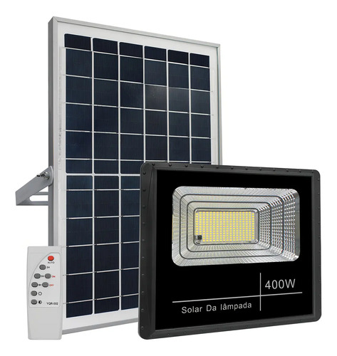 Refletor solar 400w placa bateria prova dagua led holofote c