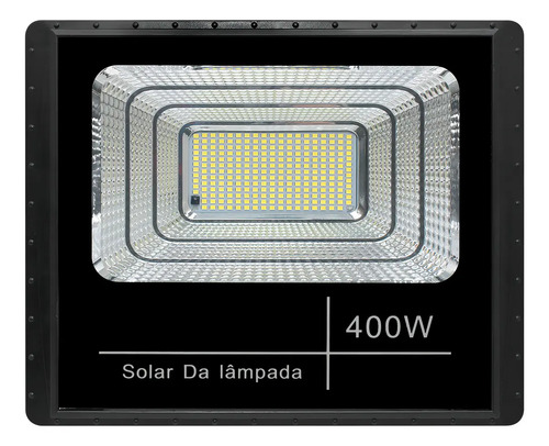 Refletor Solar 400w Placa Bateria Prova Dágua Led Holofote Carcaça Preto Luz Branco-frio