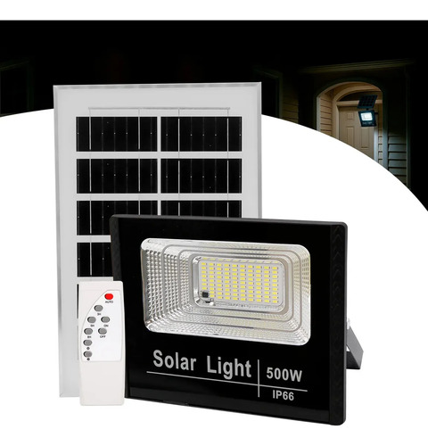 Refletor solar led 500w preto luz branco frio ip66 bivolt