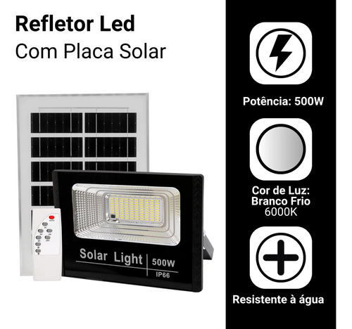 Refletor Solar Led Holofote 400w Placa Bateria Prova Dágua