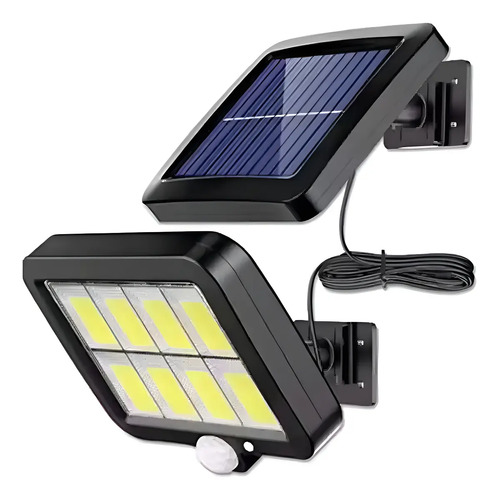 Refletor solar sensor presenca parede jardim muro 160 leds i