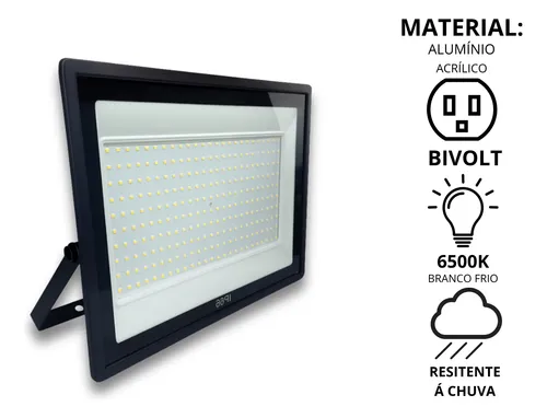 Refletor Super Premium Led Holofote 3000w Pdágua Bivolt Frio