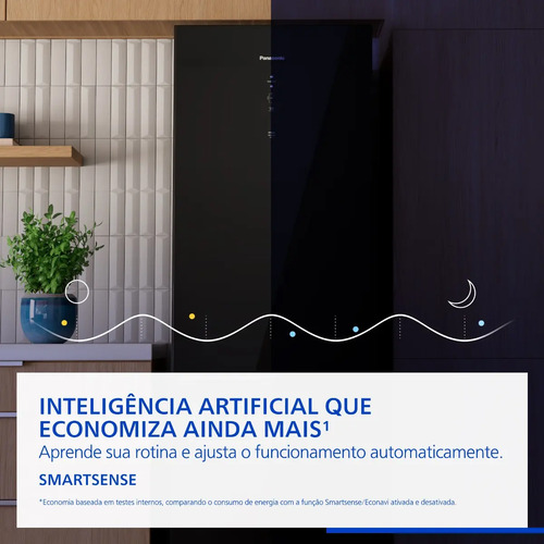 Refrigerador Panasonic 407l Black Glass Nr-bb41gv2b Preto