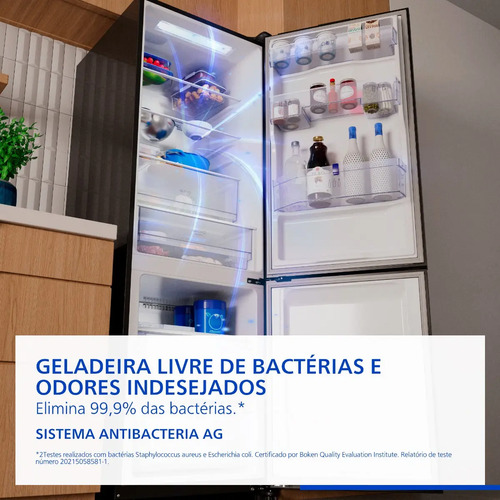 Refrigerador Panasonic 407l Black Glass Nr-bb41gv2b Preto