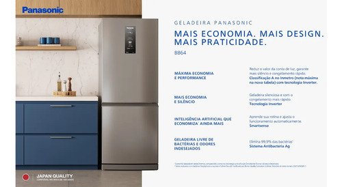 Refrigerador Panasonic 475l Aco Escovado Nr-bb64pv2x Aço Escovado