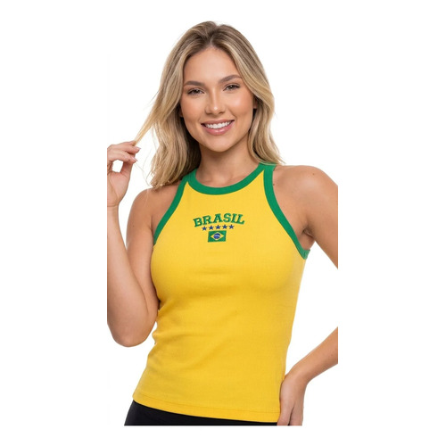 Regata feminina brasil canelada algodao copa do mundo 2026 1