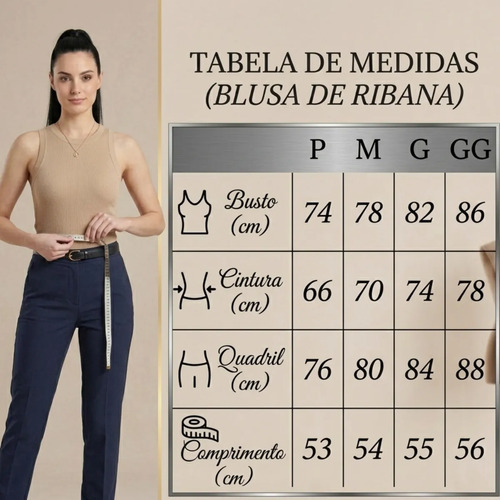 Regata Feminina Canelada Ribana Blusa Básica Algodão Premium