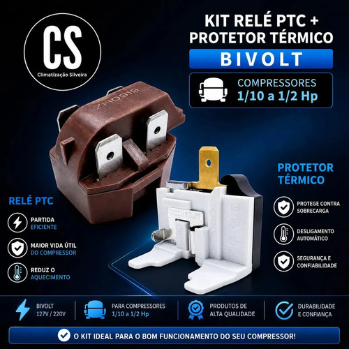 Relé E Protetor Térmico Ptc Universal P/ Geladeira Consul Brastemp Electrolux Continental Ge Metalfrio Gelopar